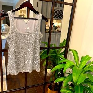 Boston Proper silver sequin tank top